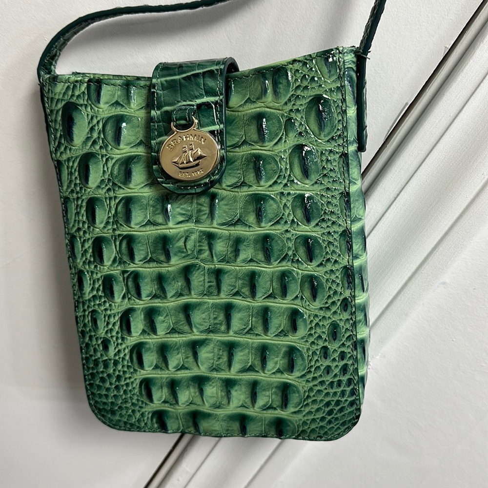 Brahmin small crossbody green alligator. Used one time.